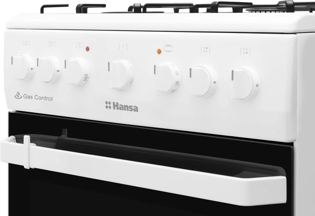 Комбінована плита Hansa, 50x60 см, 62 л, емаль, газовий контроль, білий.
