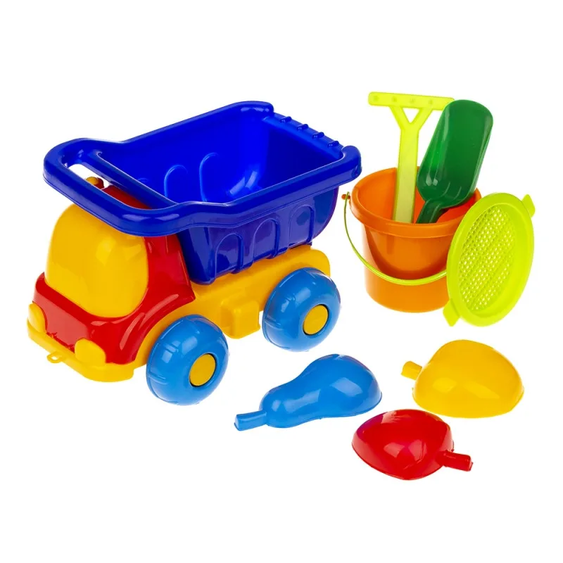 Детская игрушечная машина Colorplast пластик 40х20х15 см Синий с набором для песочницы
