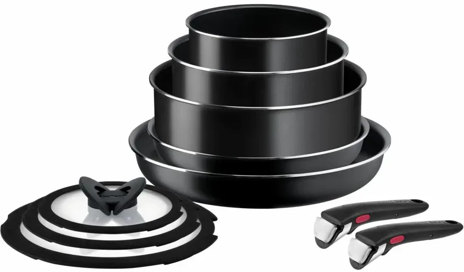 Набір посуду Tefal алюміній 10 предметів чорний