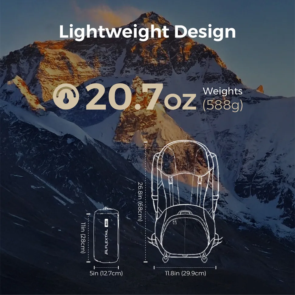 Килимок самонадувний Flextail 20D нейлон 183х65х7 см Помаранчевий