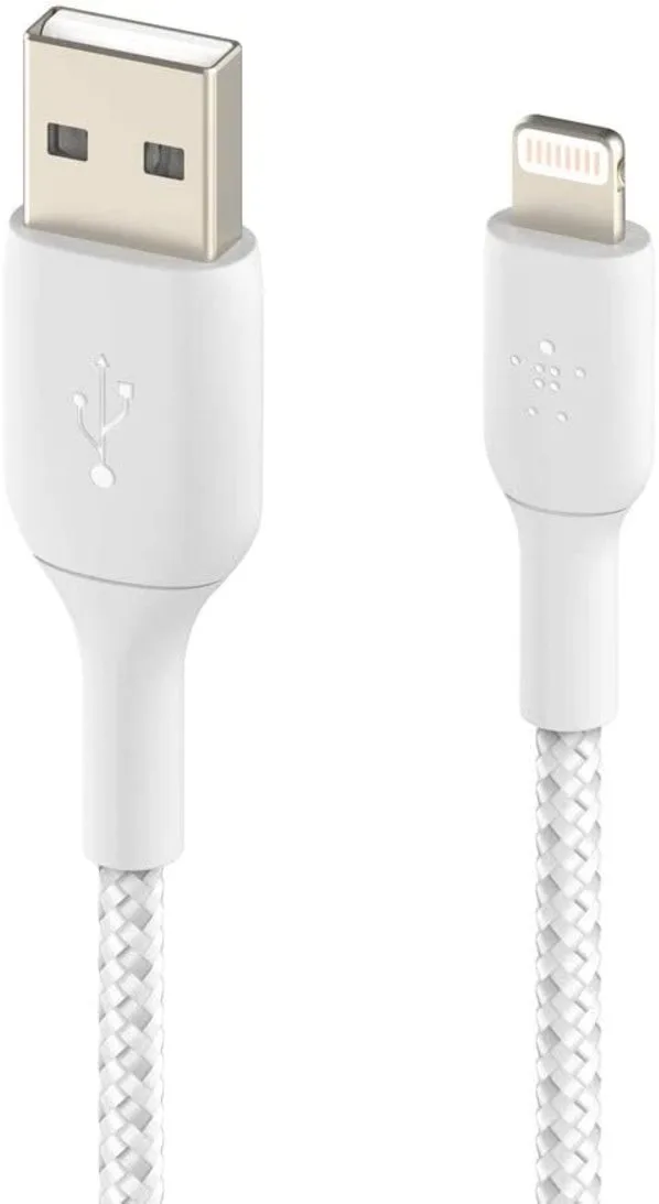 Кабель USB-A > Lightning заряджання/синхронізації Belkin 2м, 12Вт, плетений, білий