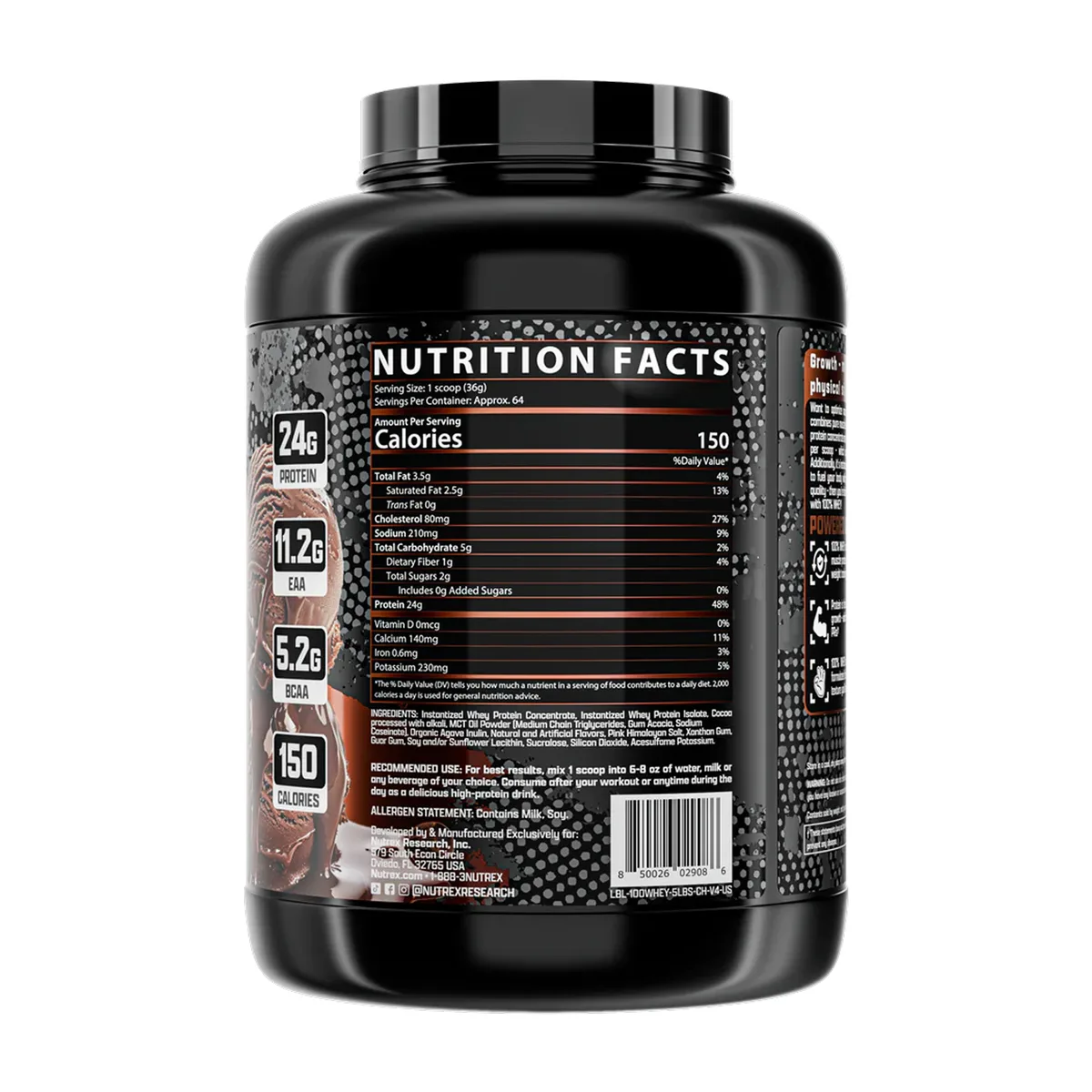 Протеин Nutrex 100% Whey 2265 г шоколадный