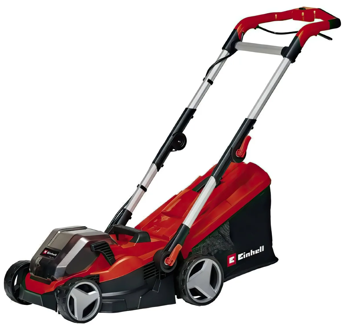Акумуляторна газонокосарка Einhell PXC GE-CM 36/34-1 Li 36В (18+18) з шириною скошування 33 см, об'ємом травозбірника 30 л, регулю