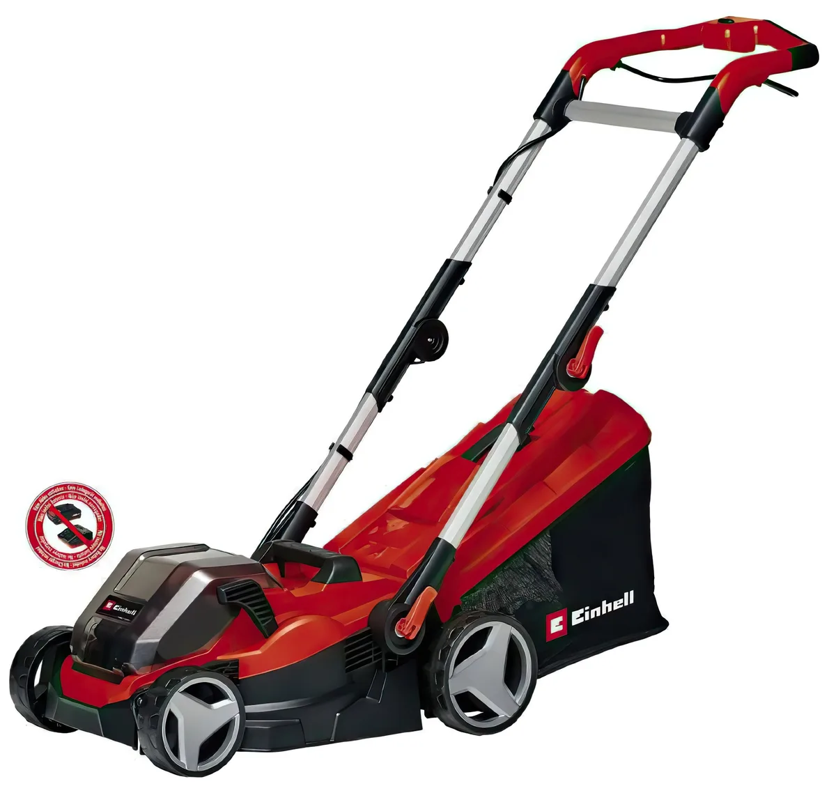 Акумуляторна газонокосарка Einhell PXC GE-CM 36/34-1 Li 36В (18+18) з шириною скошування 33 см, об'ємом травозбірника 30 л, регулю