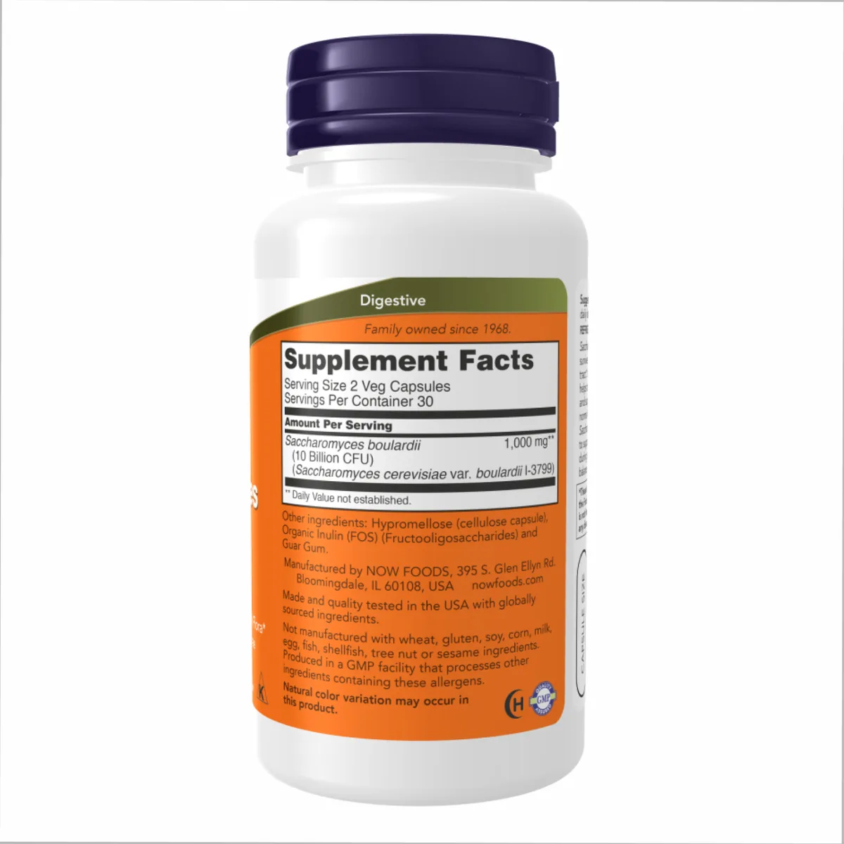 Saccharomyces Boulardii Now Foods 60 вегетарианских капсул для поддержания кишечной микрофлоры