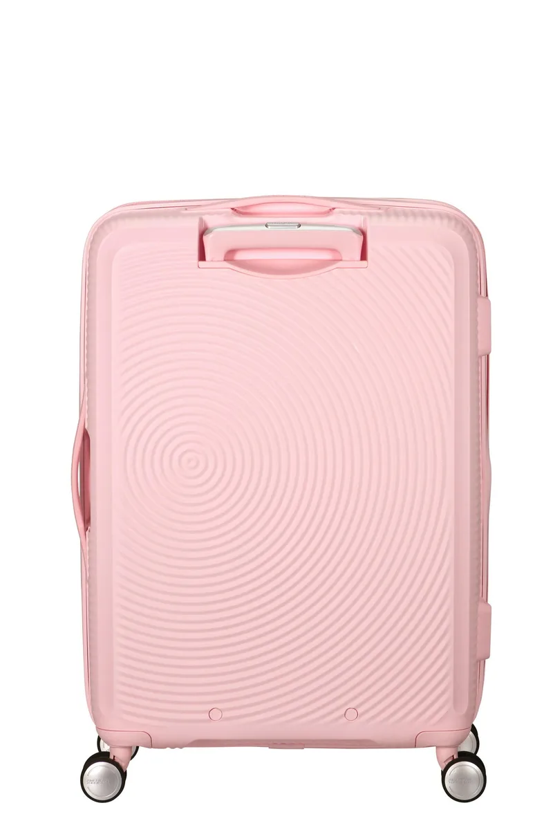 Валіза American Tourister, Soundbox, поліпропілен, середня, 67см, 71.5/81л, TSA, 4 колеса, EXP, пастельно-рожевий