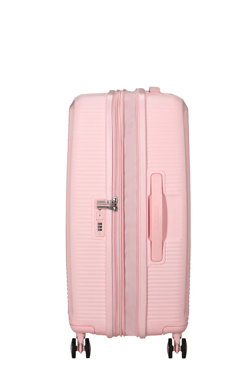 Валіза American Tourister, Soundbox, поліпропілен, середня, 67см, 71.5/81л, TSA, 4 колеса, EXP, пастельно-рожевий