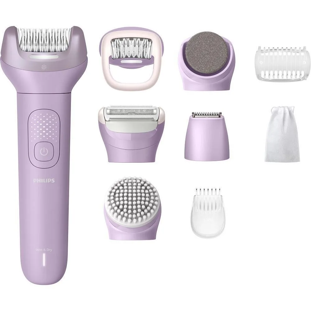 Епілятор Philips Series 9000, дисковий, акумуляторний, з пінцетом, для вологого та сухого використання, 6 насадок, у комплекті фут