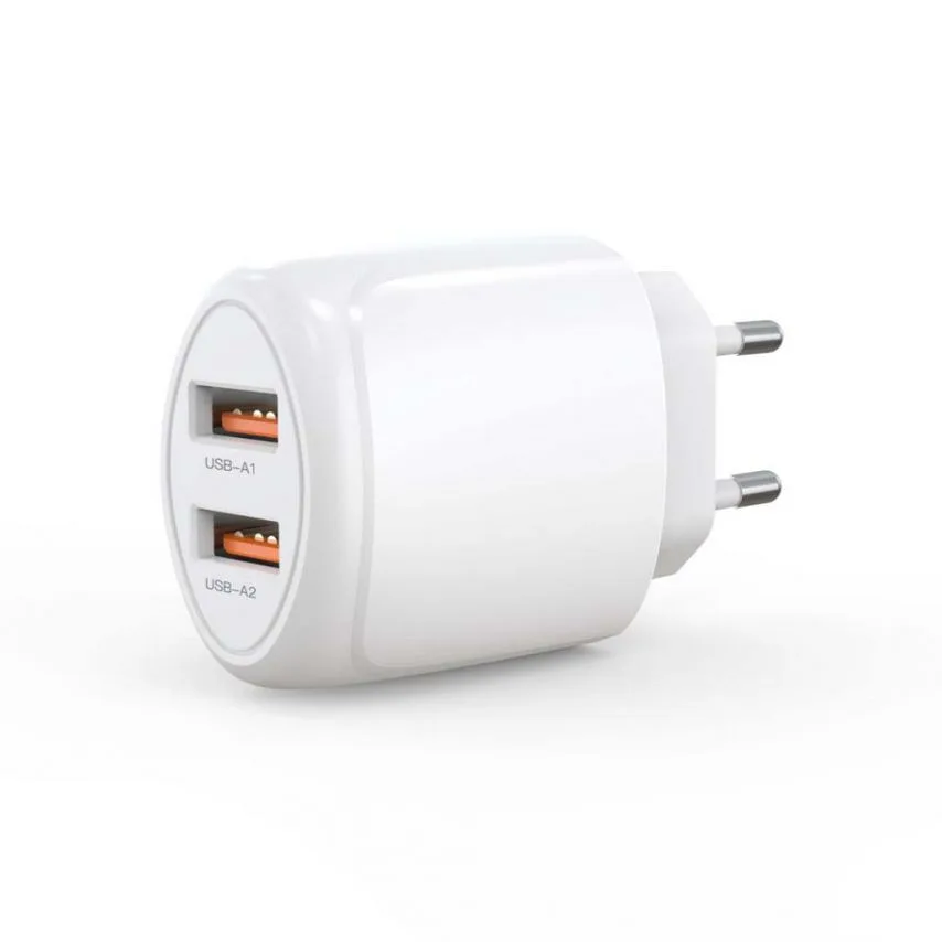 Мережевий зарядний пристрій XO 2USB 2.4A 1м білий