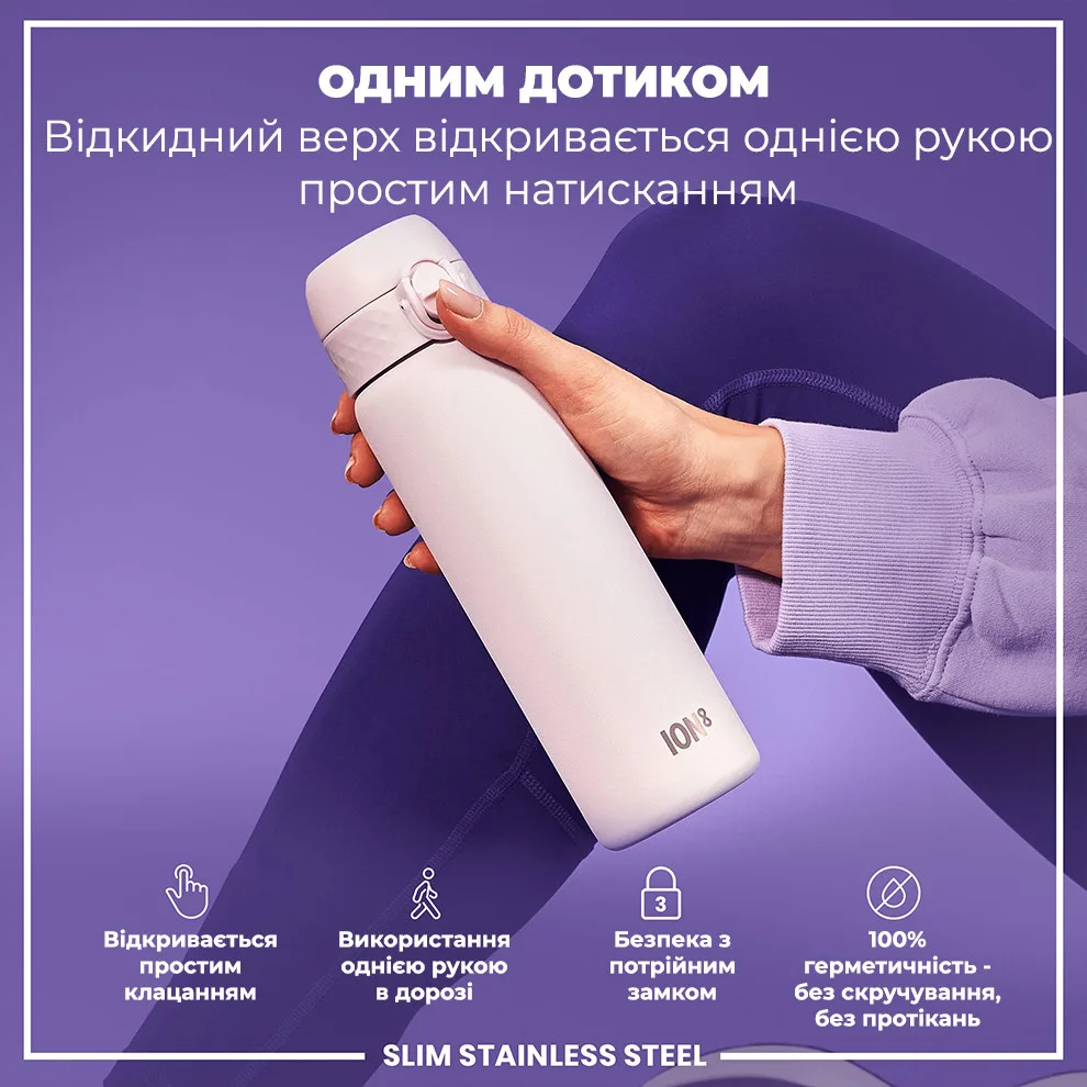 Бутылка для воды ION8 нержавеющая сталь 600 мл фиолетовая