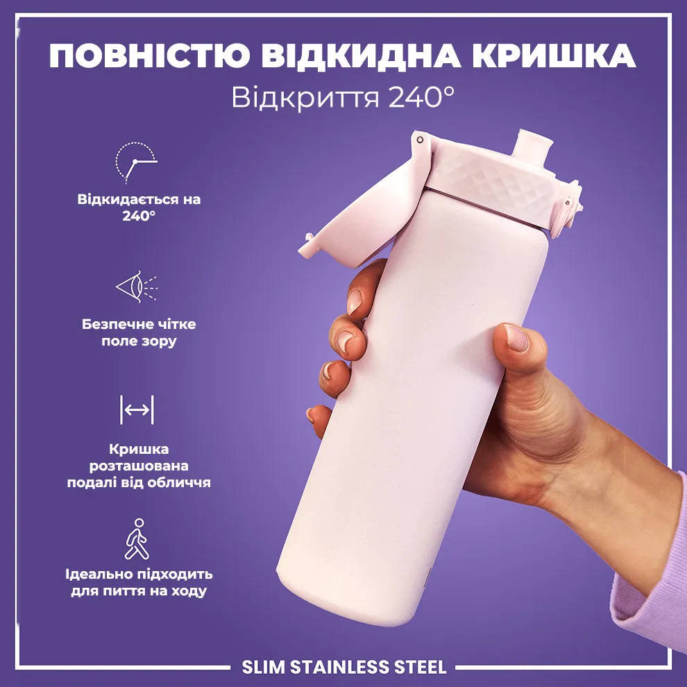Бутылка для воды ION8 нержавеющая сталь 600 мл фиолетовая