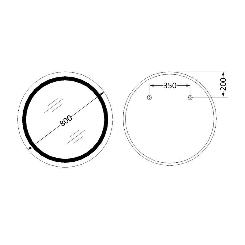 Дзеркало Lidz Aria R800 LED сенсорне з антизапотіванням 800x800 мм кругле