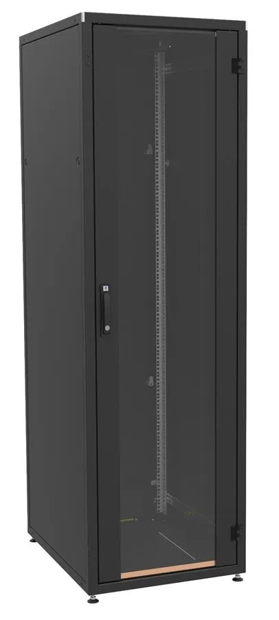 Шкаф ZPAS 19", 42U, SZB IT, передние стеклянные двери, 600x1000 мм, максимально 1500 кг, черный.