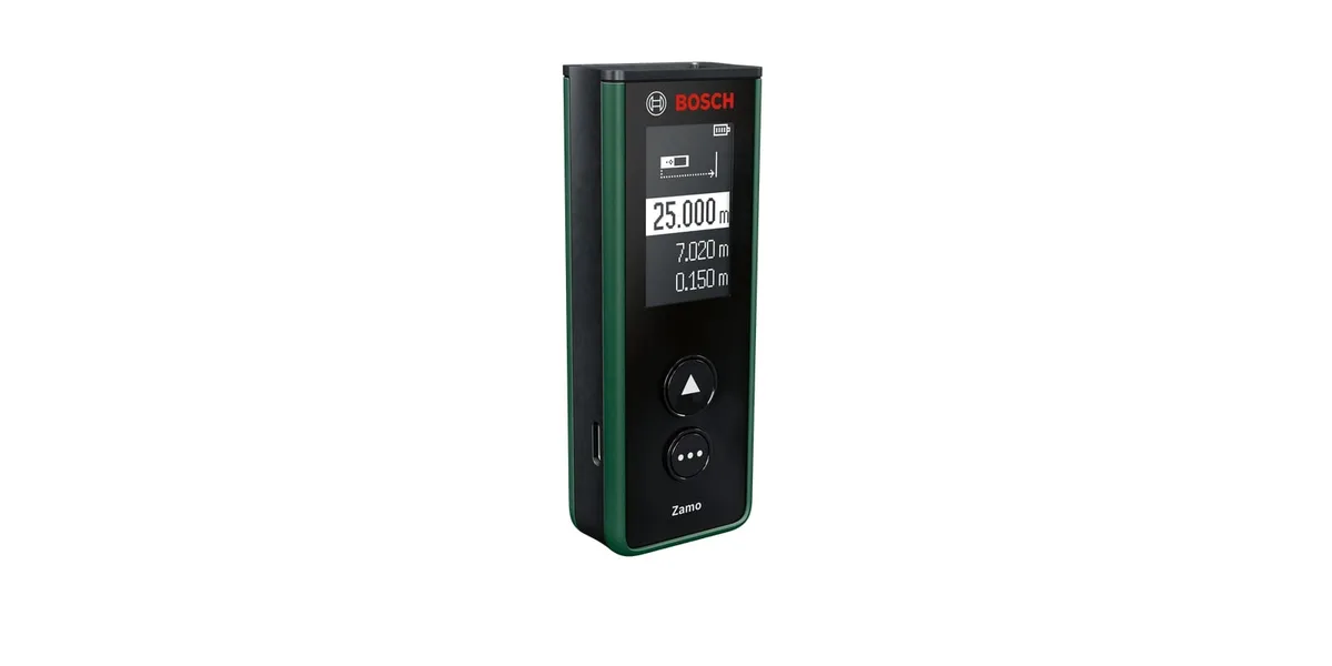 Лазерний далекомір Bosch Zamo, діапазон 0.15-25м, точність ±2мм, вага 0.08кг.