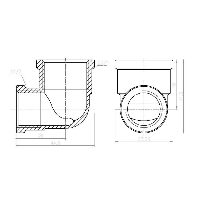 Кутик редукційний 1/2"x3/4" Латунь Нікельований