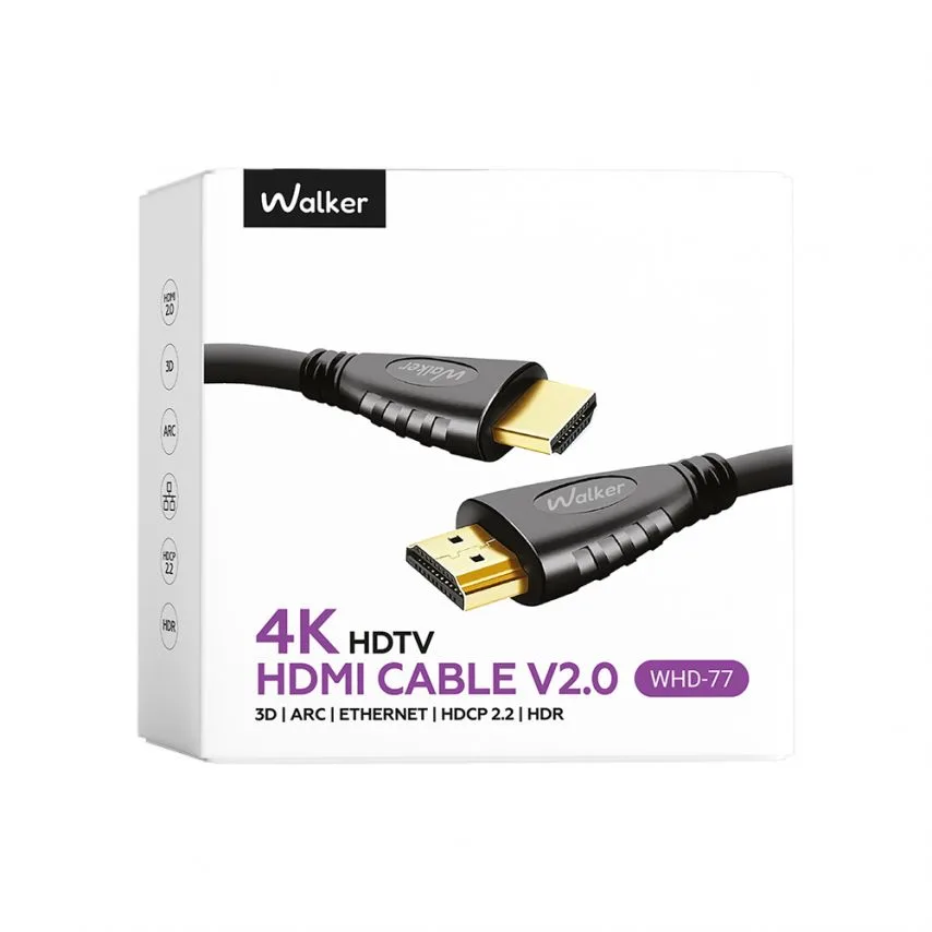 Кабель HDMI 4K 3м PVC чорний WALKER