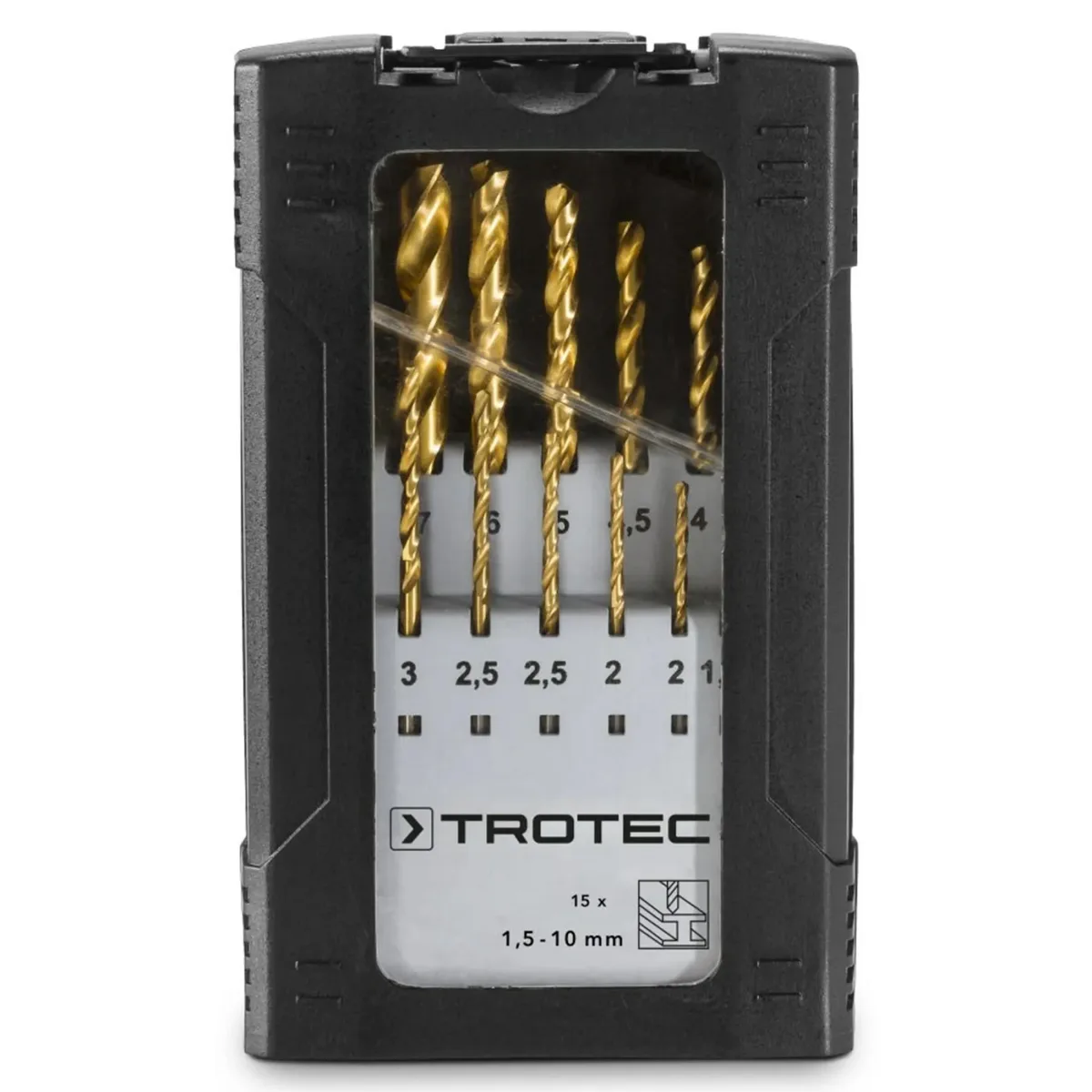 Набір свердел по металу Trotec HSS 15 шт 1,5-10 мм Чорний
