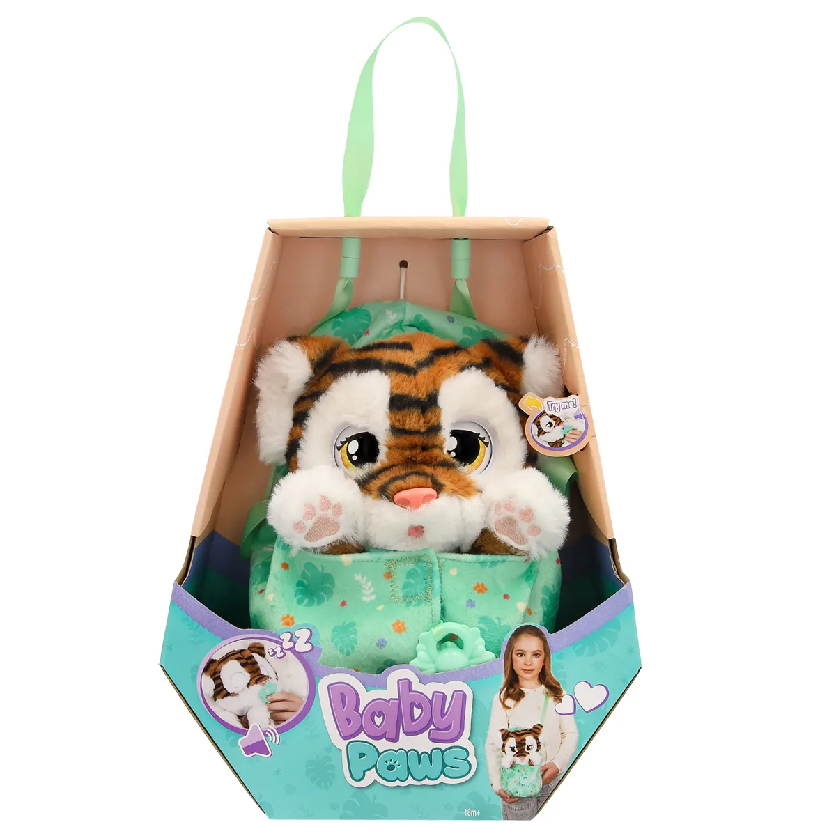 Інтерактивна іграшка Baby Paws текстильна 22х19х22 см Тигреня