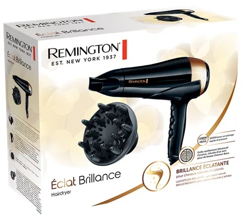 Фен Remington 2200 Вт черный золотистый 30х23,8х9,7 см с ионизацией и холодным воздухом.