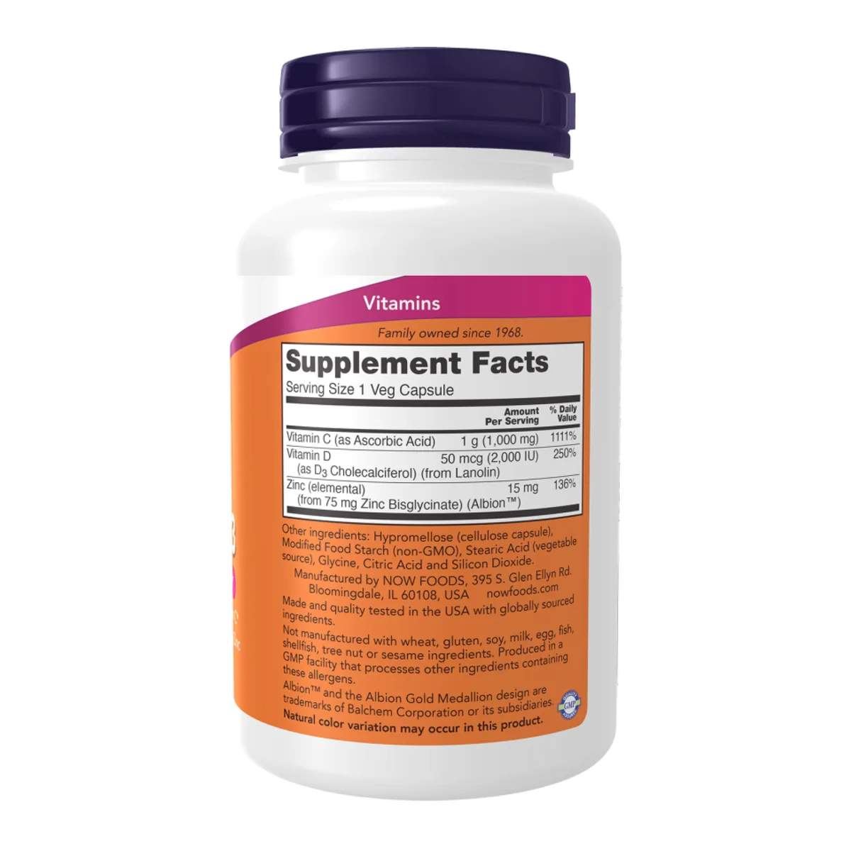 Now Foods C-1000 Zinc D-3 капсули 100 шт целюлоза
