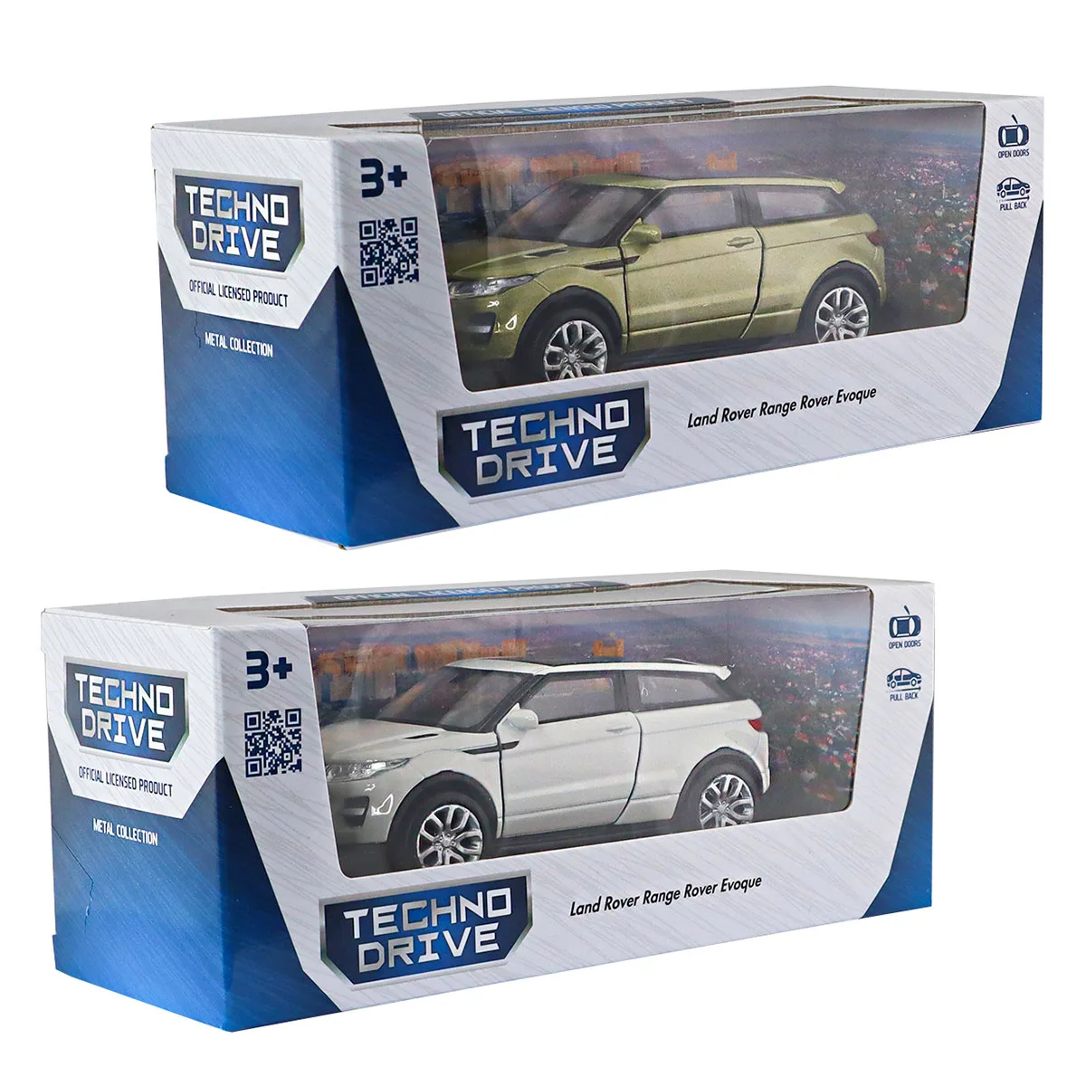 Автомодель TechnoDrive метал 11,5 см біла зелена