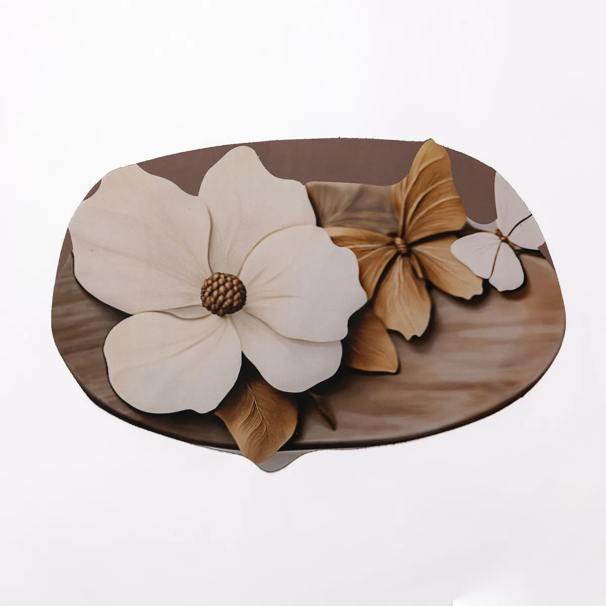 Килимок діатомітовий коричневий 58х38 см для ванної кімнати з 3D ефектом Petal Relief