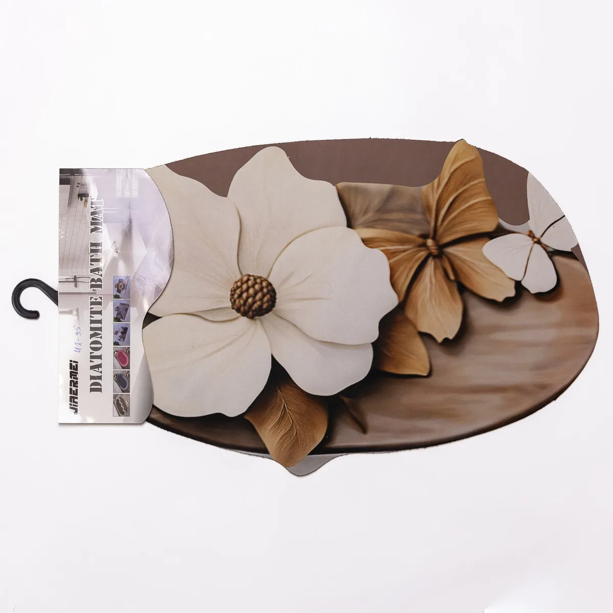 Коврик диатомитовый коричневый 58х38 см для ванной комнаты с 3D эффектом Petal Relief