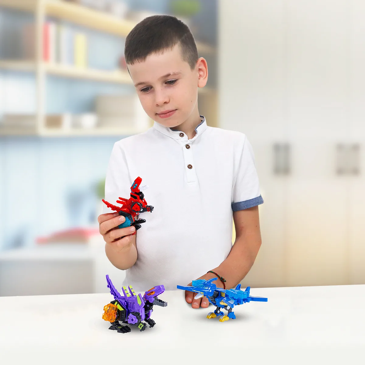 Динозавр трансформер Dinoster полімер 10х15,5х6 см Синій