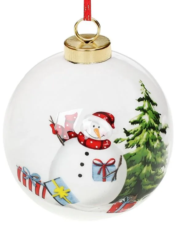 Набір керамічних шарів Decorations "З Новим роком" 4 шт 8.2х8х9.7 см