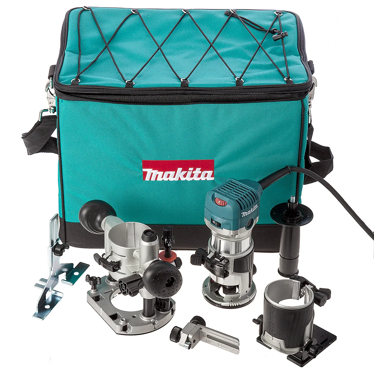 Фрезер Makita RT0702CX2 потужністю 710 Вт, цанга 6 та 8 мм, швидкість 10000-34000 об/хв, вага 1.8 кг.