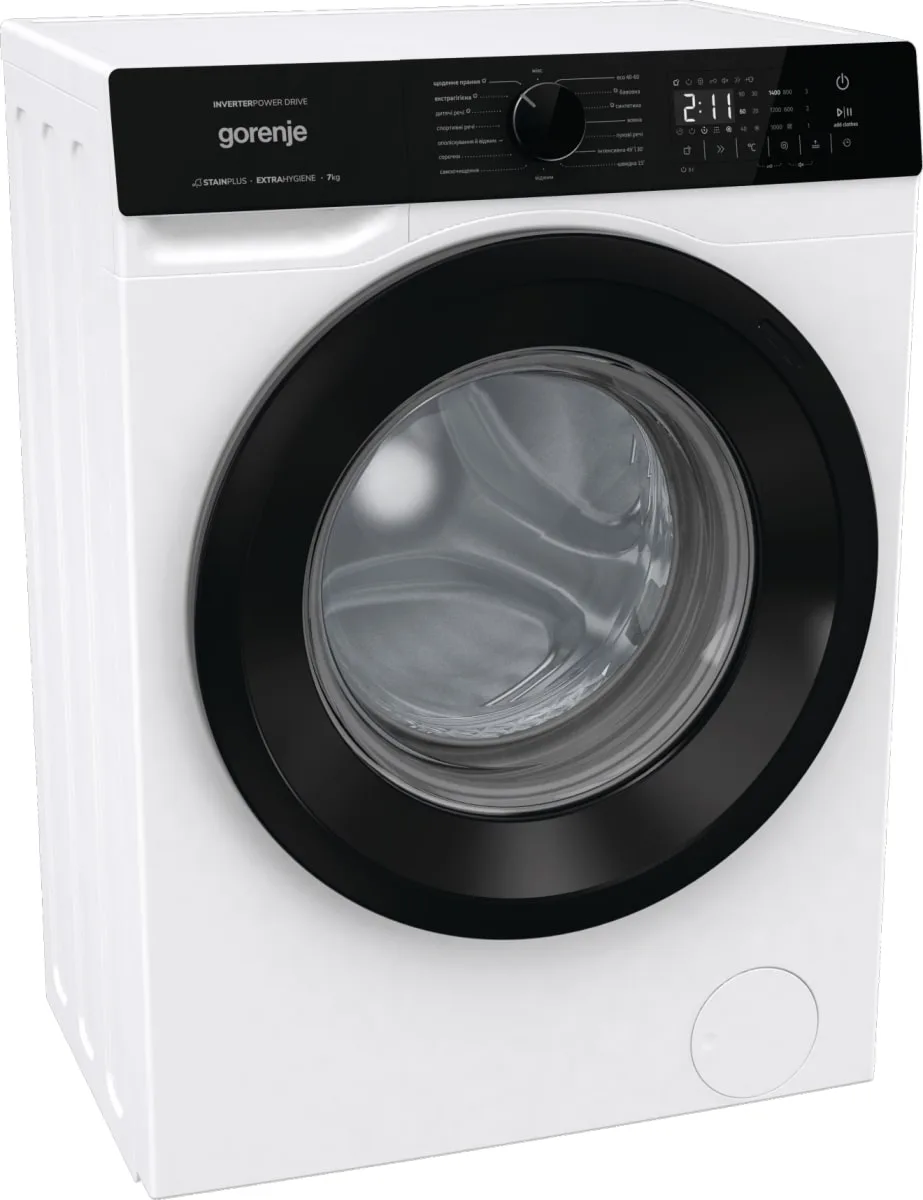 Фронтальна пральна машина Gorenje, 7 кг, 1400 об/хв, клас енергоспоживання A+++, 47 см, з дисплеєм, паровими функціями, інверторни