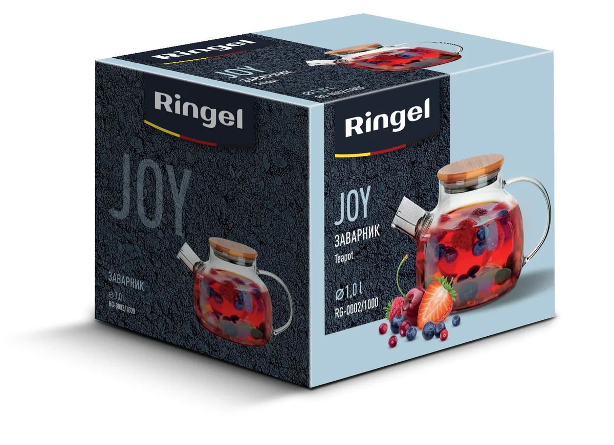 Заварник Ringel 1000 мл закаленное стекло прозрачный бамбук