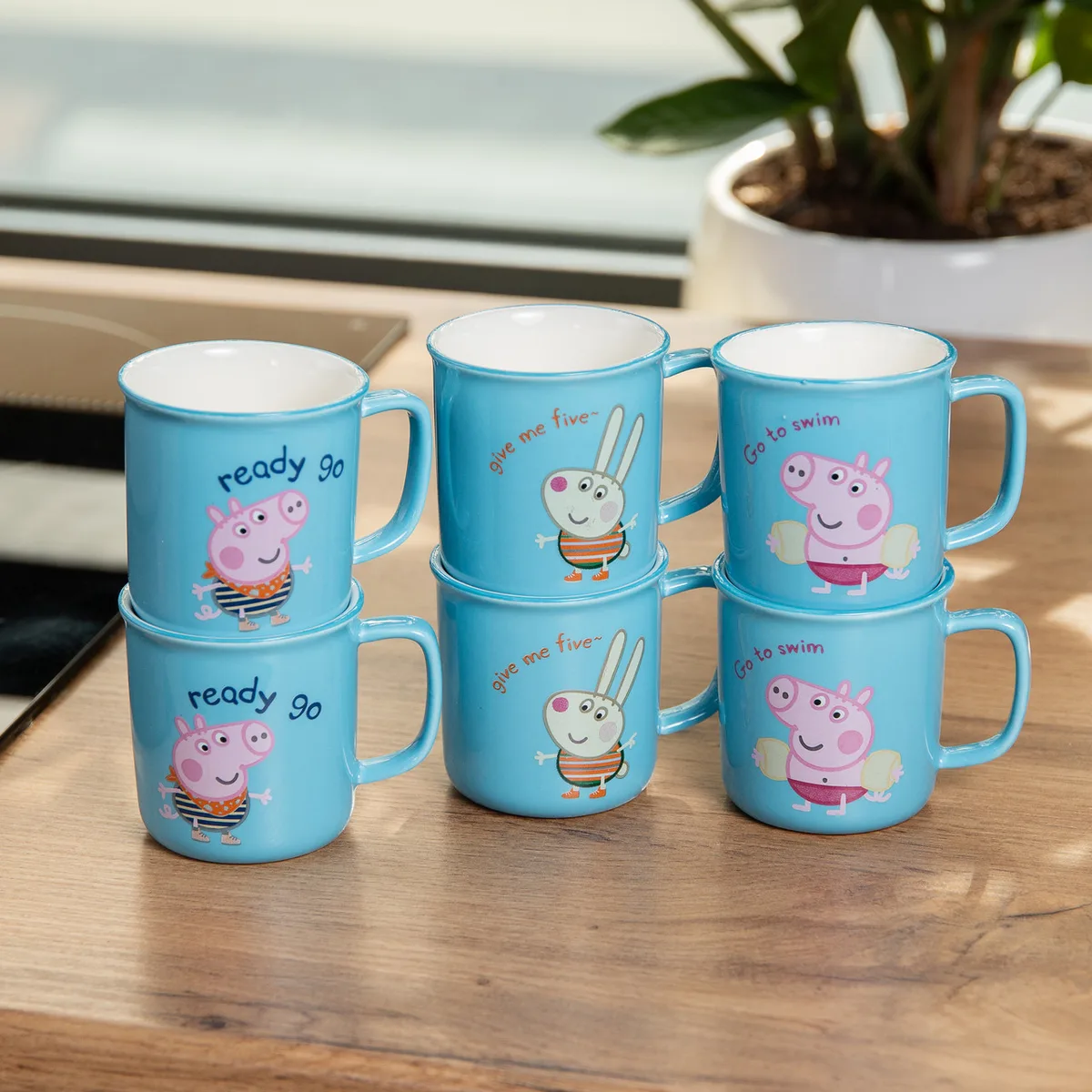 Набір чашок Peppa Pig кераміка 6 шт 150 мл блакитний