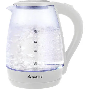Електрочайник Satori SGK-4105-WT 1,8 л 1500 Вт термостійке скло синя підсвітка