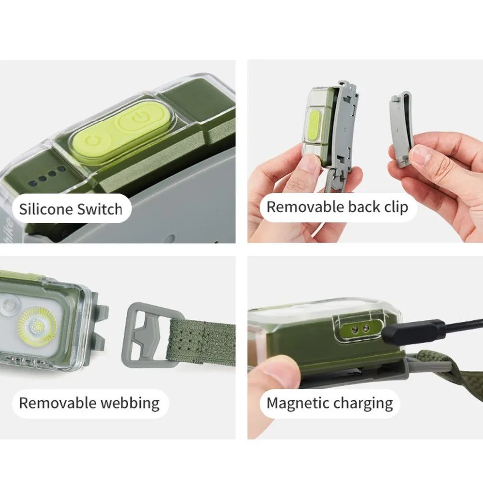 Налобний ліхтар Naturehike ABS 6,5х3,5х2,7 см сірий 250 лм IP65