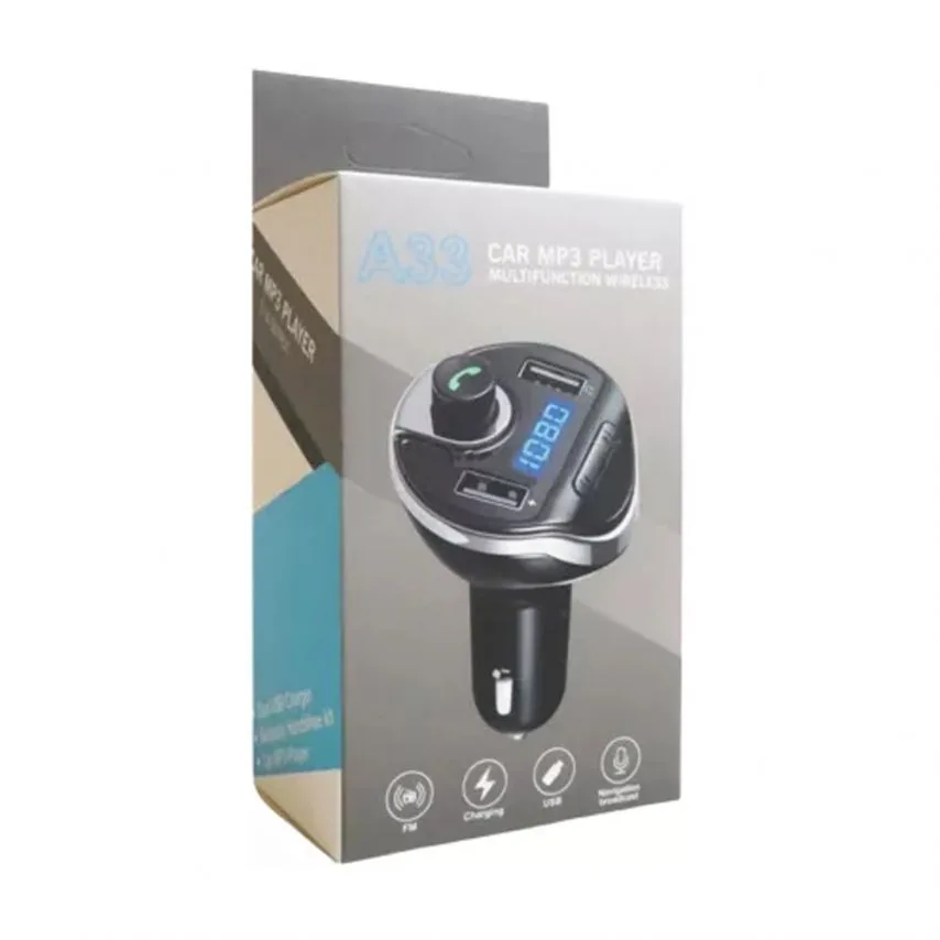 FM-трансмітер Bluetooth 2USB 1A 2.1A пластик чорний