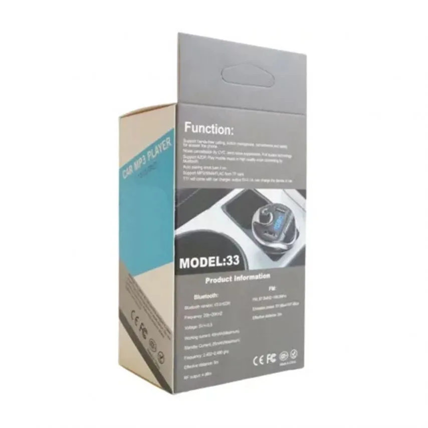 FM-трансмітер Bluetooth 2USB 1A 2.1A пластик чорний
