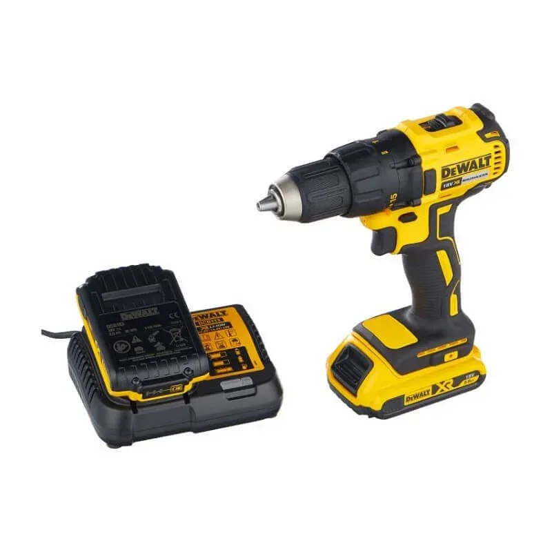 Акумуляторна дриль-шурупокрут DeWalt XR Li-Ion 18В, 2 батареї по 2А·год, крутний момент 65Нм, швидкість 500-1750 об/хв, патрон 13м