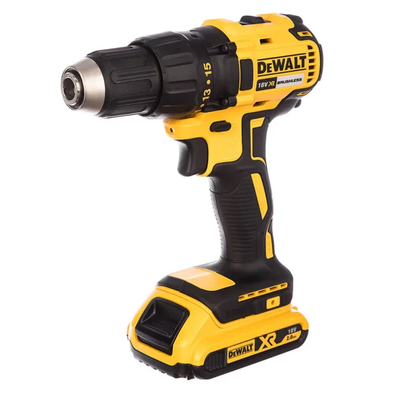 Акумуляторна дриль-шурупокрут DeWalt XR Li-Ion 18В, 2 батареї по 2А·год, крутний момент 65Нм, швидкість 500-1750 об/хв, патрон 13м
