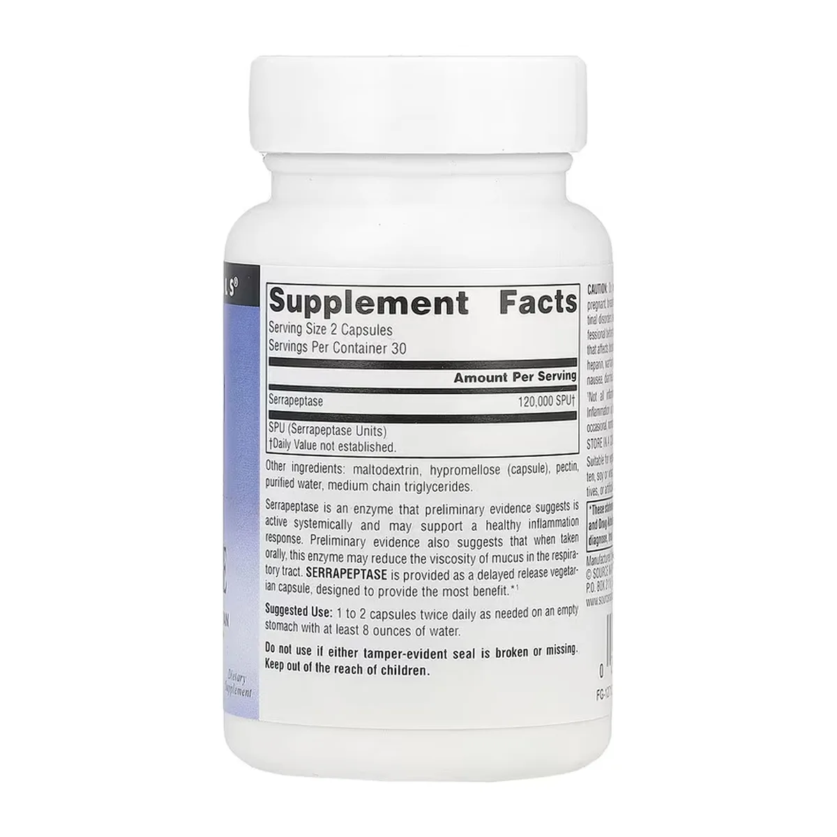 Серрапептаза Source Naturals вегетаріанська 60 капсул з відстроченим вивільненням