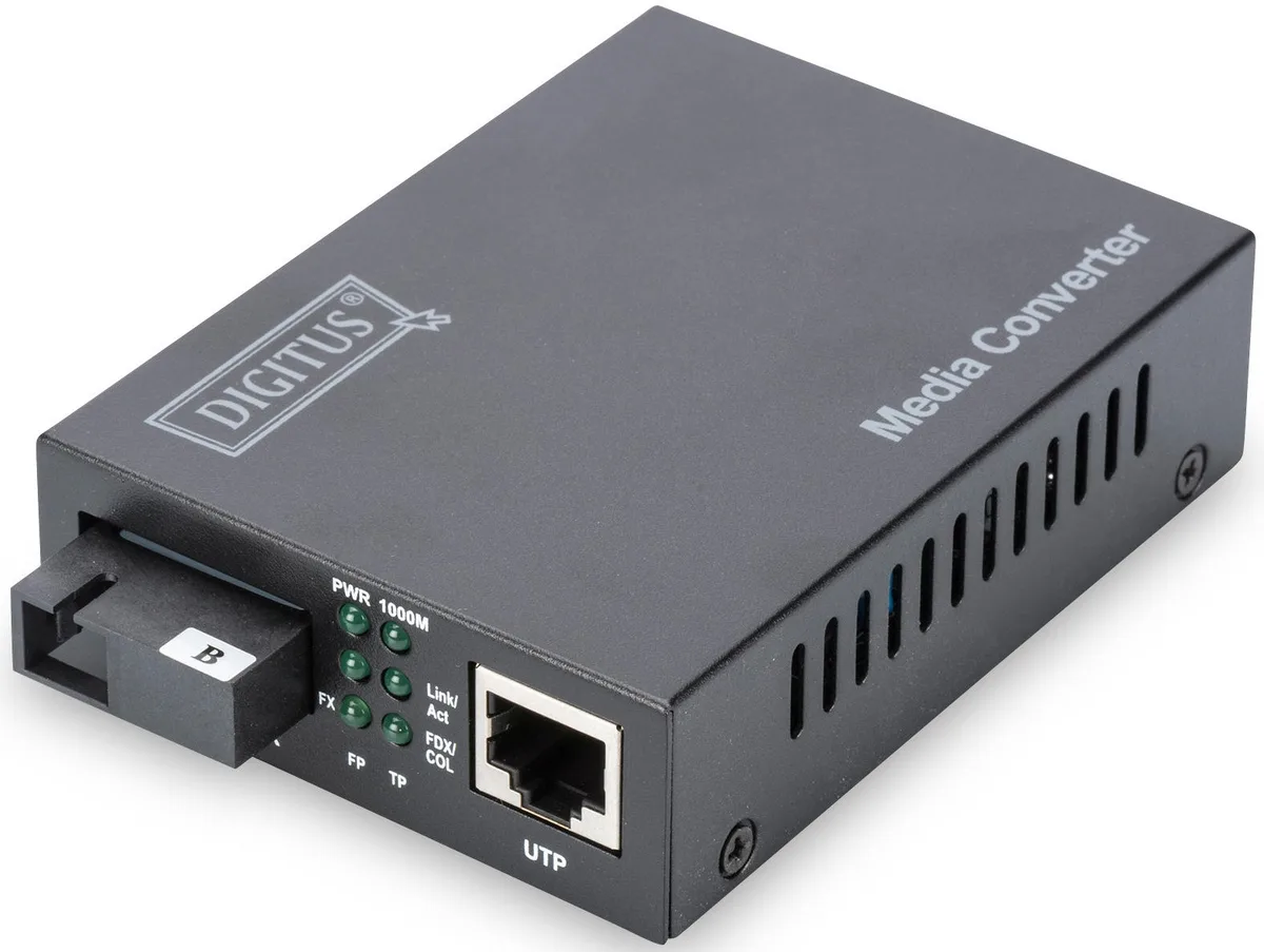 Медіа конвертор DIGITUS Gigabit, RJ45 / SM SC SX, BiDi Tx1550nm/Rx1310nm, 20км