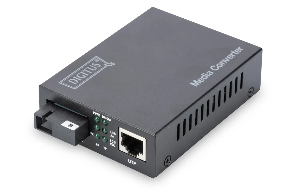 Медіа конвертор DIGITUS Gigabit, RJ45 / SM SC SX, BiDi Tx1550nm/Rx1310nm, 20км