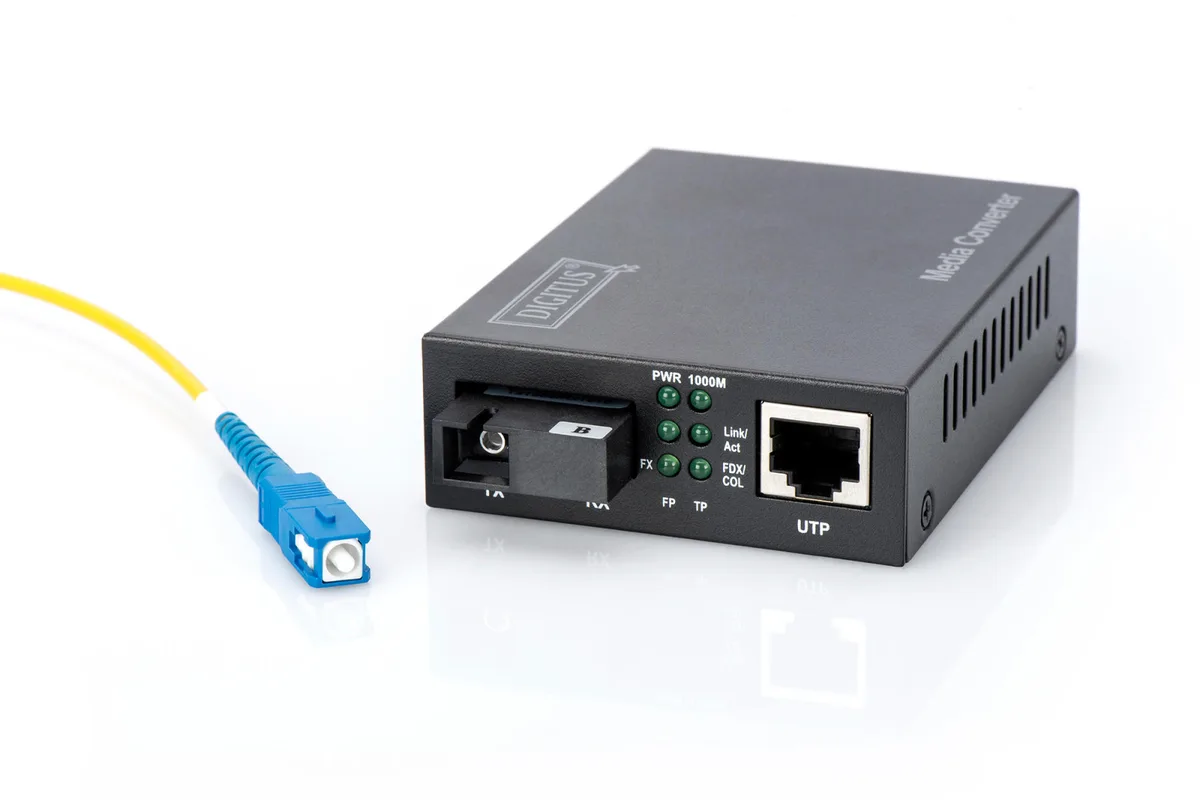 Медіа конвертор DIGITUS Gigabit, RJ45 / SM SC SX, BiDi Tx1550nm/Rx1310nm, 20км