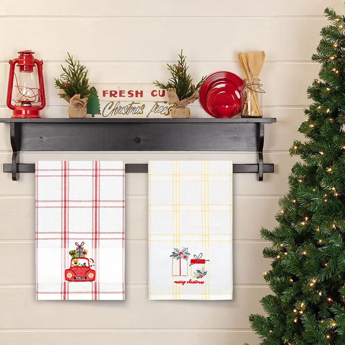 Рушник вафельний Home Line 45х70 см жовтий бавовняний з вишивкою