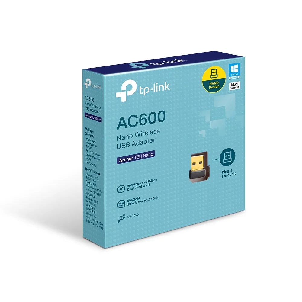 Адаптер WiFi TP-LINK Archer T2U nano AC600, USB