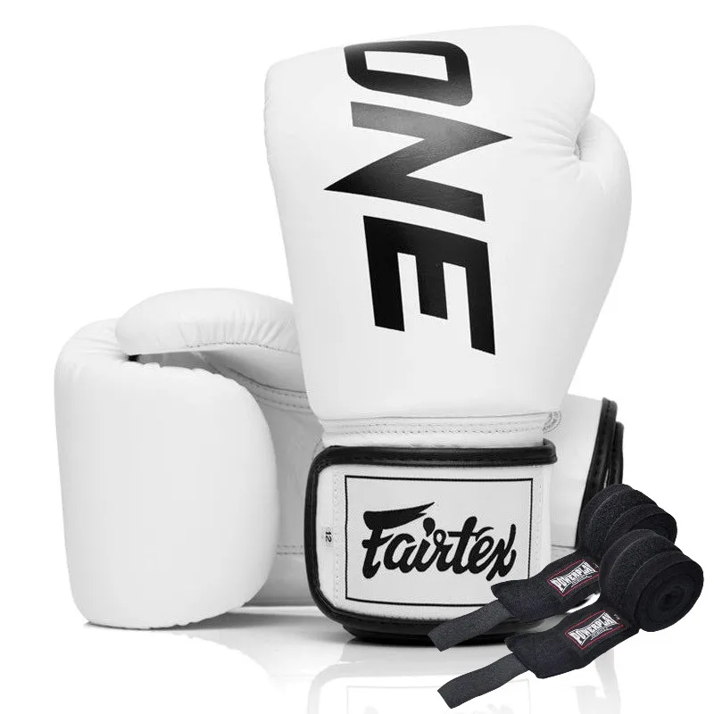 Боксерські рукавиці Fairtex натуральна шкіра 14 унцій білий