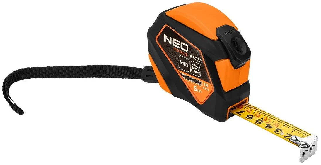Рулетка Neo Tools, 5м x 19мм, з механізмом фіксації, магнітна.