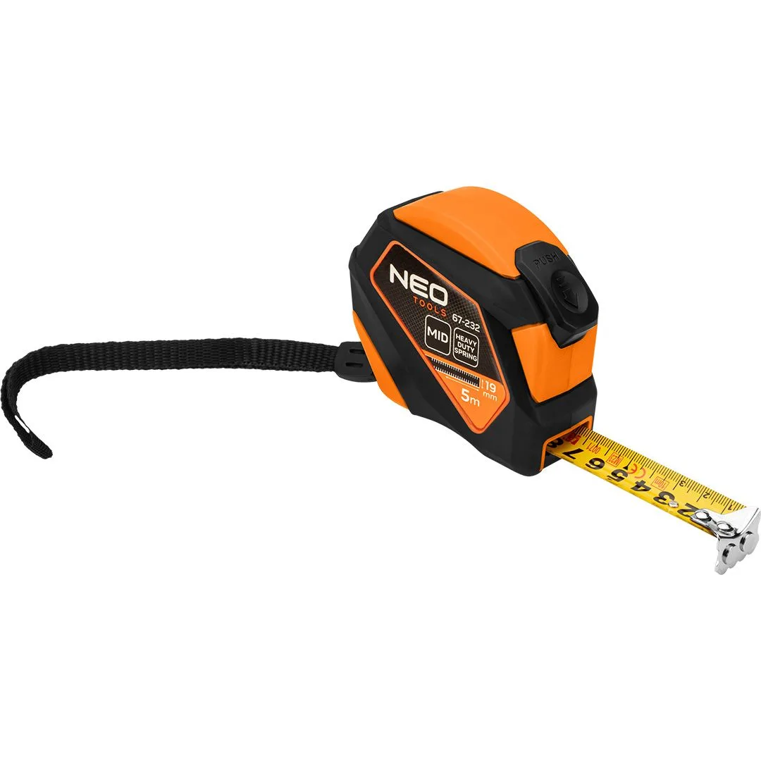 Рулетка Neo Tools, 5м x 19мм, з механізмом фіксації, магнітна.