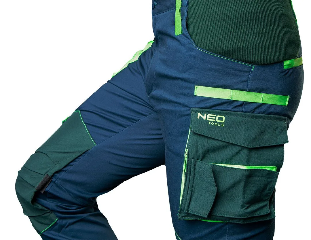 Штани для роботи Neo Tools Premium з посиленням з Cordura, відсік для наколінників, розмір L (52), сині.