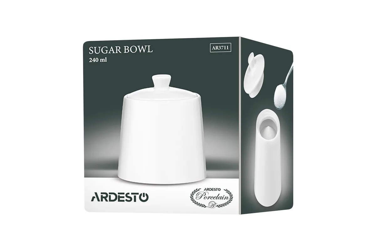 Сахарница ARDESTO, 8х8х107 см, 240 мл, фарфор, белый